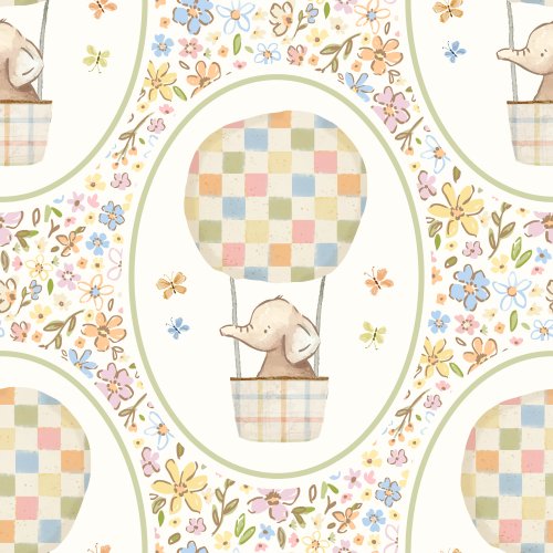 Air balloon with elephant and florals