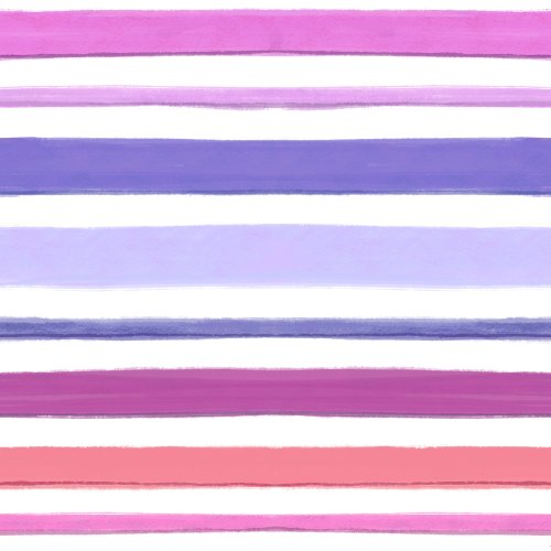 Watercolor painterly stripe in tones of pink, purples, and coral on white background