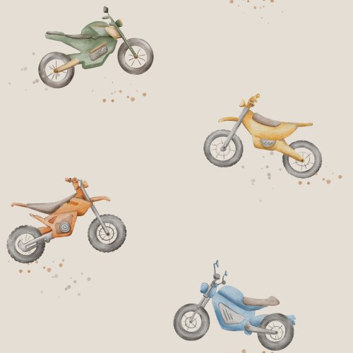 Hand drawn pattern. Simple motorcycle design.