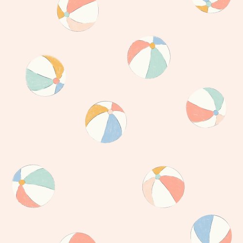 Beach balls bounce across this fun, summertime polka dot design.