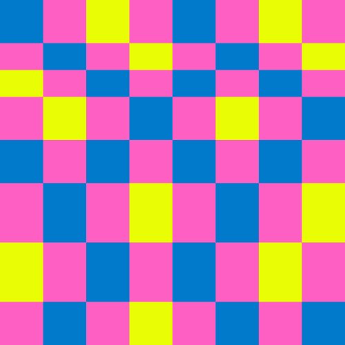 Neon Tropical Summer Checkerboard 