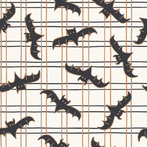 halloween bats on plaid background