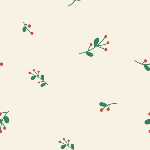 tossed holly and berries in a tiny pattern for holiday and winter
