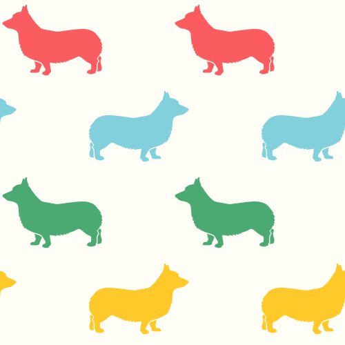 Multi colored welsh corgi dogs on a white background.