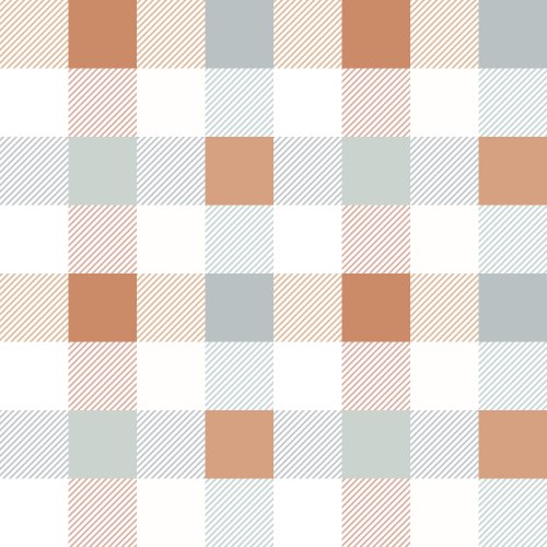 Gingham fabric design with brown mint and white