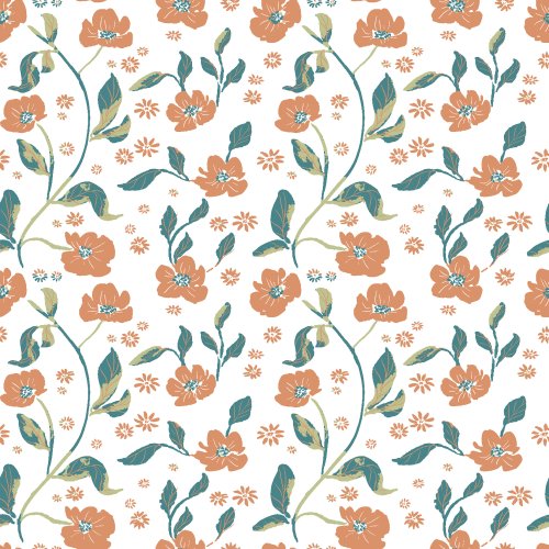 hand painted rust floral stripes on a white background for the Strengthens Me quilt kit