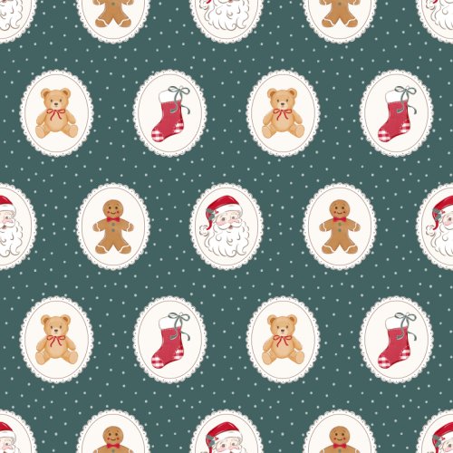 Holly Jolly Cameo With bears Santa and gingerbread