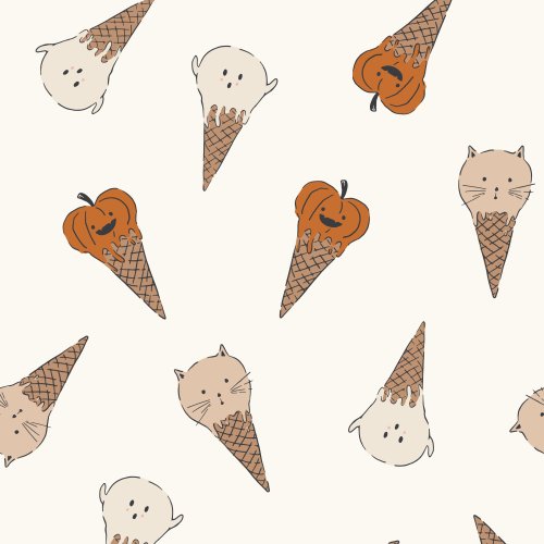 pumpkin and ghost halloween ice cream design