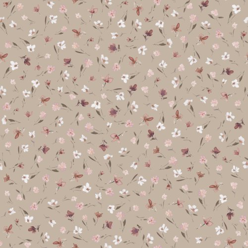 Playful ditsy watercolor blooms scattered across the surface in multiple colorways