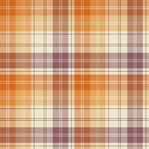 warm colors purple, golden yellow, orange, cream, tartan plaid pattern
