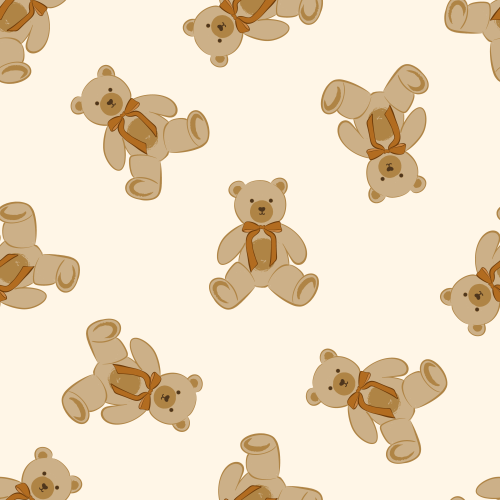 Tossed teddy bear with ribbon bow