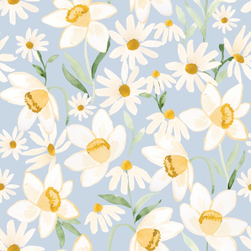 blue and white spring daffodil floral