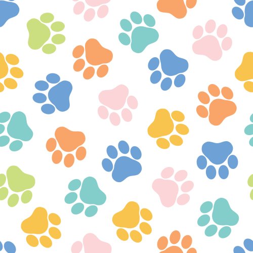 Tossed dog paws in bright colours