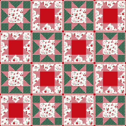 Cottage Christmas Floral Patchwork 