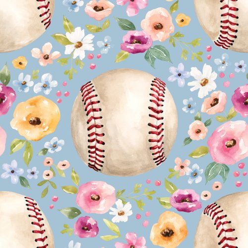 Baseball floral fabric design