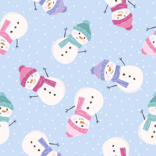 Cute little snowmen wearing hats and scarves 