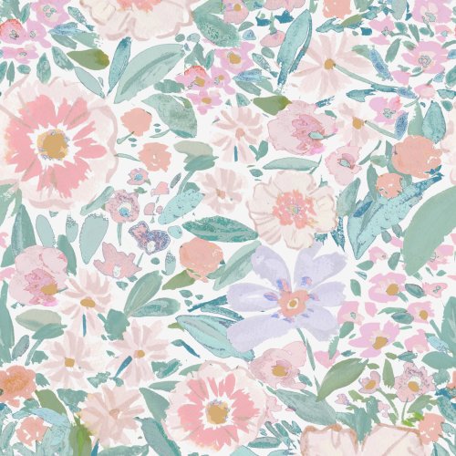 spring watercolor floral fabric design