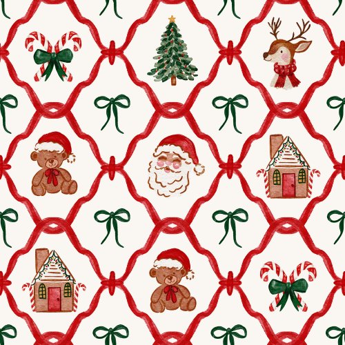christmas trellis with santa, reindeer, candycane