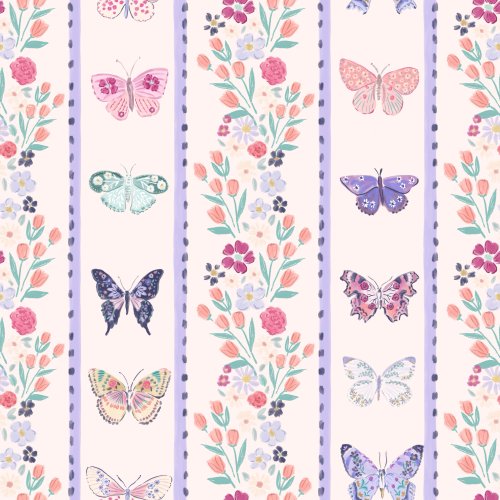 A decorative girly vertical stripe made of florals and floral butterflies