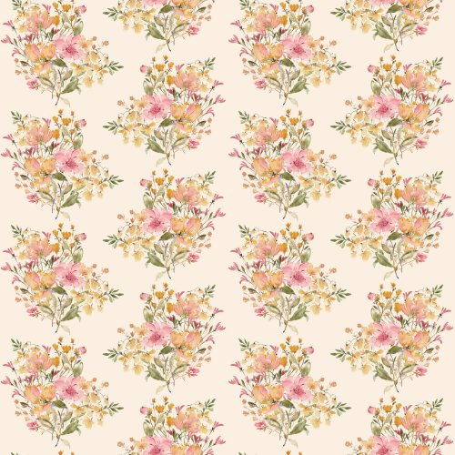 Classic Spring watercolor floral bouquets on yellow backdrop