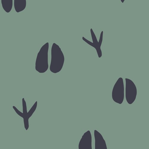 hand drawn hoof and bird print trail