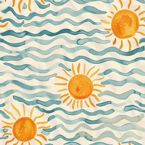 watercolor sun and wave design
