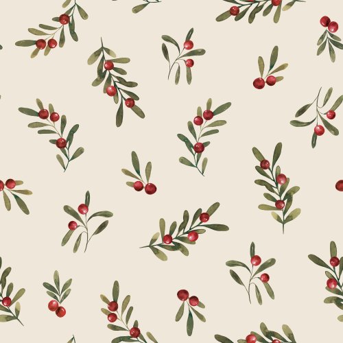 holly berries and leaves on cream background