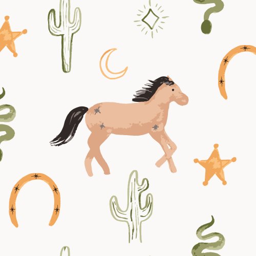 hand drawn horses western desert hero print 