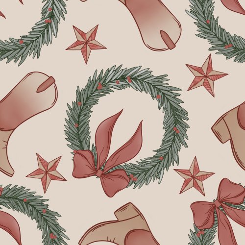 western christmas boots and wreaths