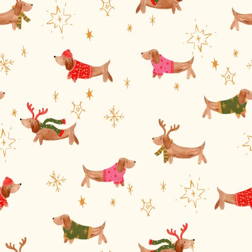 Watercolor dogs in Christmas Sweaters