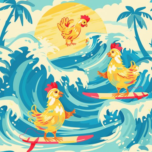 summer surfing chicken design