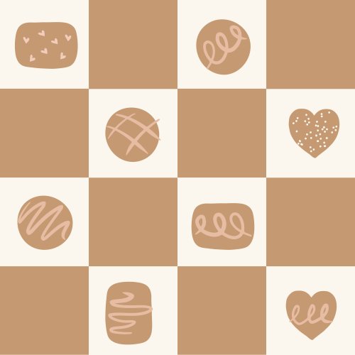 Checker pattern with scattered chocolate truffles