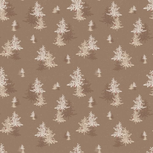 Woodland trees in a snowy forest with festive birds