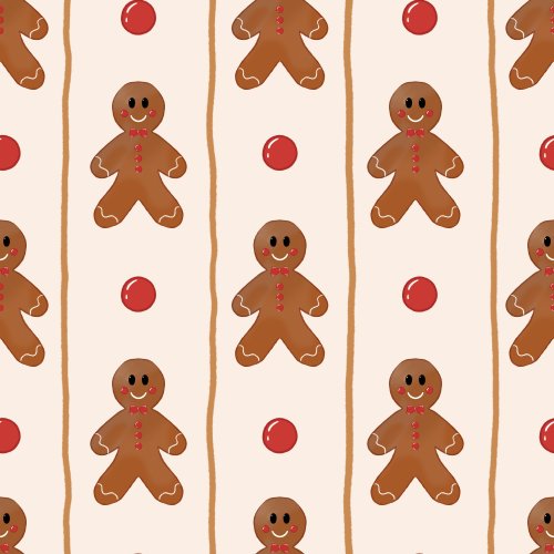 Simple vertical stripes with watercolor gingerbread 