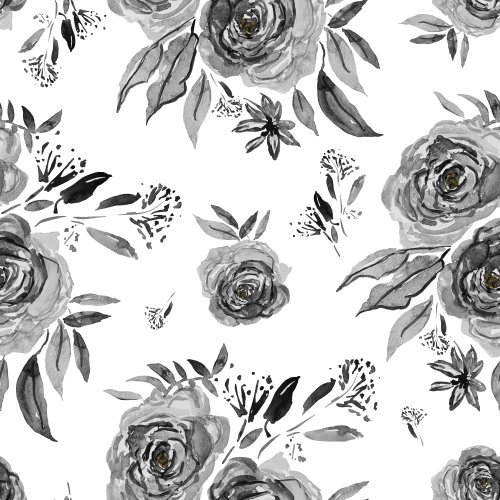 black and white floral roses