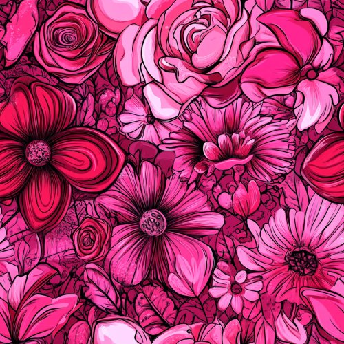 pink floral outlines