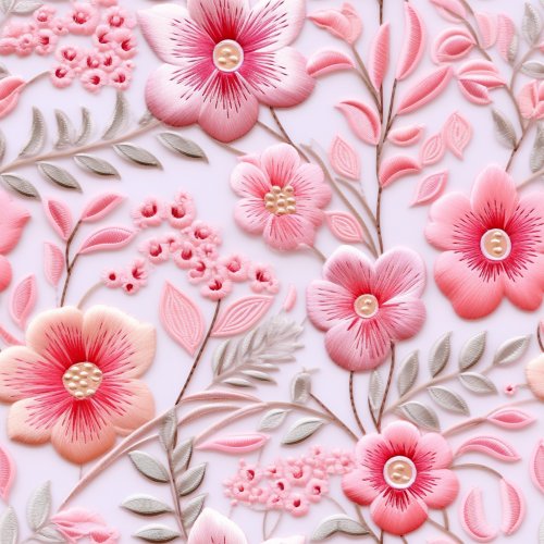 pink embroidered 3D floral