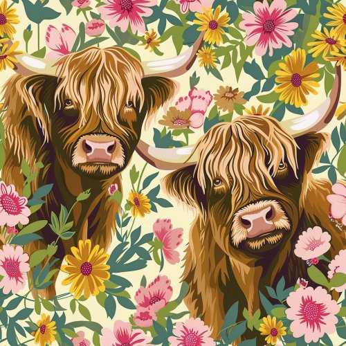 highland cow floral design