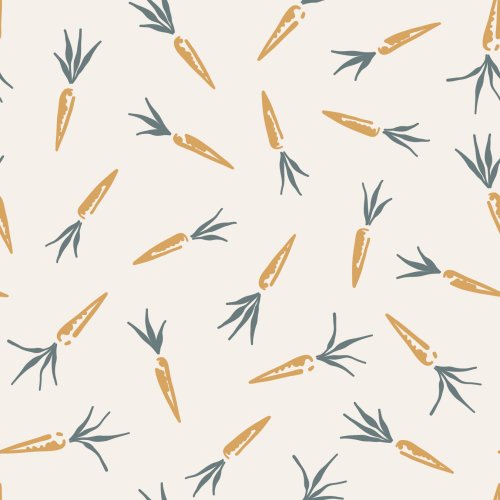 Ditsy illustrated carrots on cream background