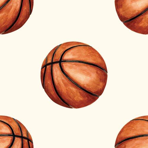 Watercolor basketball sports fabric design