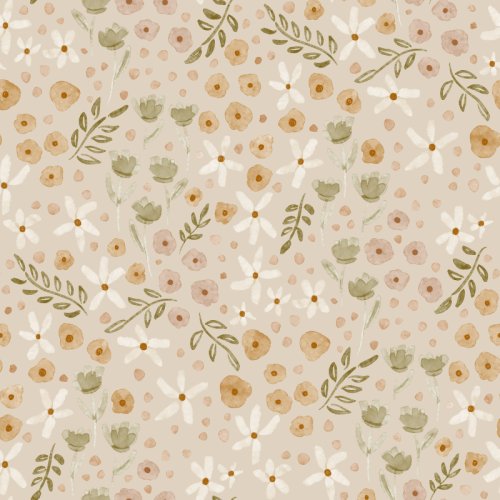 Tossed watercolor florals in a soothing fall palette.