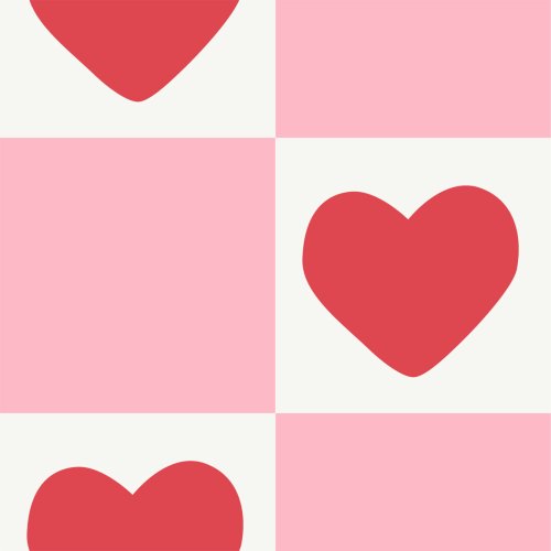 red and pink heart checkerboard