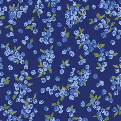 Hand painted blueberries on a blue background