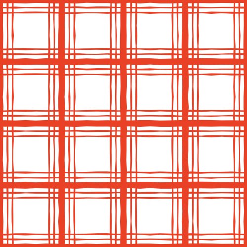 Seamless hand drawn red plaid check pattern on a warm cream background, perfect as a festive coordinating print.