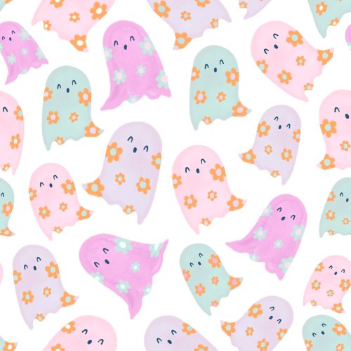 cute halloween ghosts with flowers