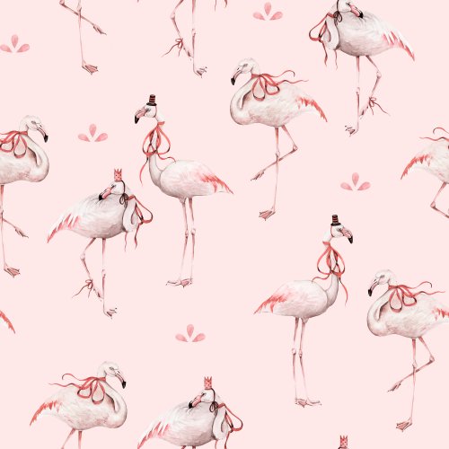 pink flamingos with hats