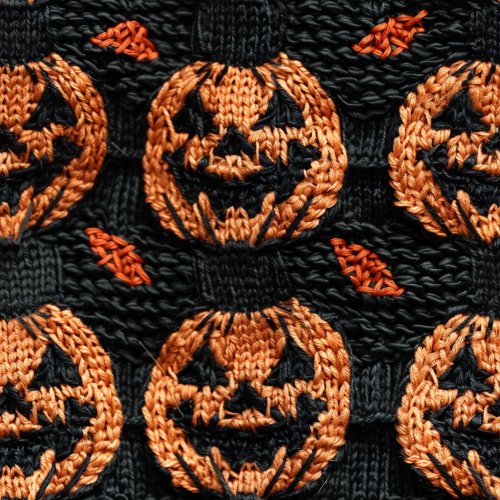 knitted jack o lantern halloween design