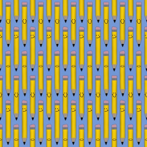 yellow pencils lined up on a solid background