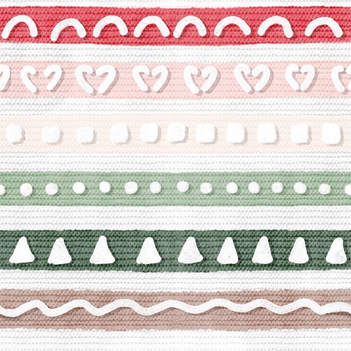 A holiday stripe with white elements with a knit texture