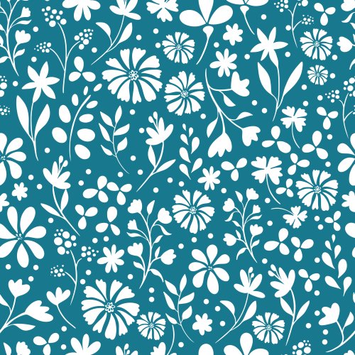 Scattered stylised flowers in a two tone pattern.